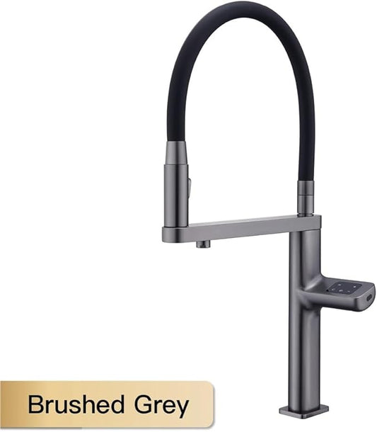 Faucet Brushed Gold Brass Bathroom Faucet Modern Ceramic Cartridge Basin Mixer Tap Hot&Cold Water Deck- Mounted Sink Fixtures(Brushed Grey,G3/8) Faucet