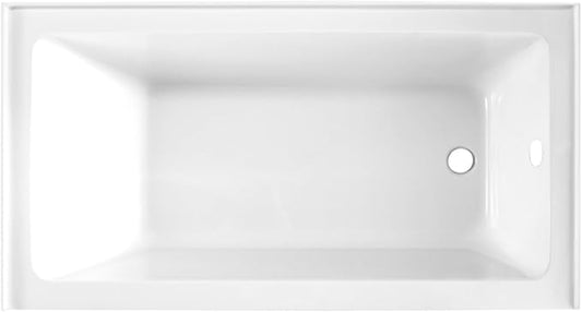 Aqua Eden VTAP6032R22 60-Inch Acrylic 3-Wall Alcove Tub with Right Hand Drain Hole, Glossy White