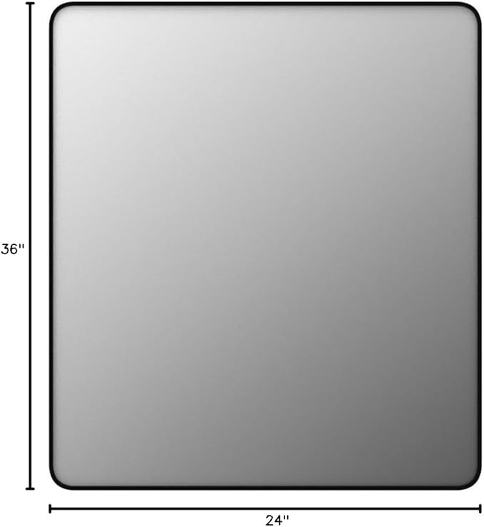 24x36 Inch Black Framed Bathroom Mirror for Wall | Matte Black Mirror, Rectangle Bathroom Vanity Mirror, Rounded Corner, Anti-Rust, Hang Horizontally or Vertically