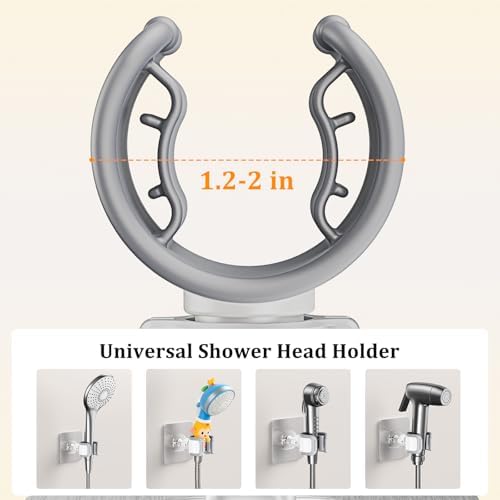 Adjustable Shower Head Holder Adhesive & Drill 2-in-1 with 360° Swivel