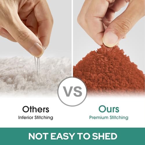 HOMEIDEAS Bathroom Rugs Sets 2 Piece, Super Soft and Absorbent Non Slip Microfiber U-Shaped Toilet Bath Mat Set (20"x32"+U20 x24, Burnt Orange)