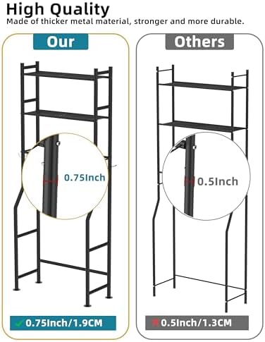Livilord 3-Tier Over Toilet Storage, Anti-Tip, 64" H, Black