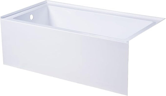 Kingston Brass Aqua Eden VTAP543022L 54-Inch Acrylic Alcove Tub with Left Hand Drain, White