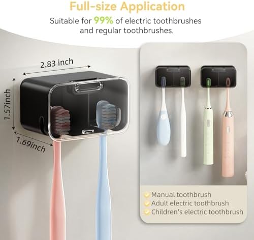 MOPMS Toothbrush Holders for Bathrooms with 2 Slot Independent Compartment