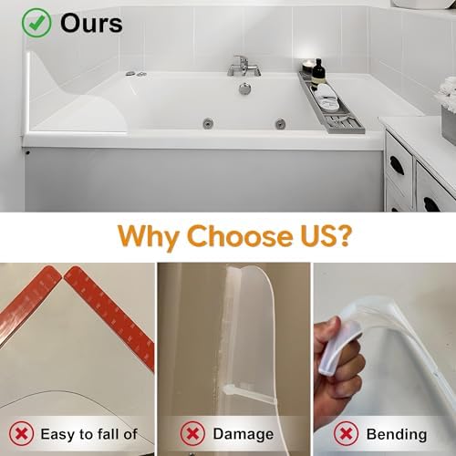 UIOCSSC Shower Splash Guard, 2 Pack Bathtub Shower Water Splash Guards Silicone Bathtub Splash Guard Self-Adhesive Waterproof Shower Guards to Keep Water in Shower