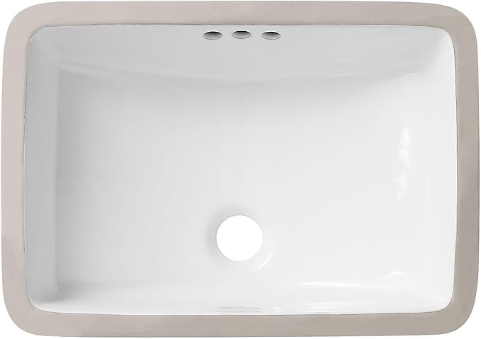 18 Inch Undermount Bathroom Sink White Ceramic Rectangular Under Counter Bathroom Sink for Cabinet Porcelain Vanity Sinks,Overflow Type (18.4"x13.0")