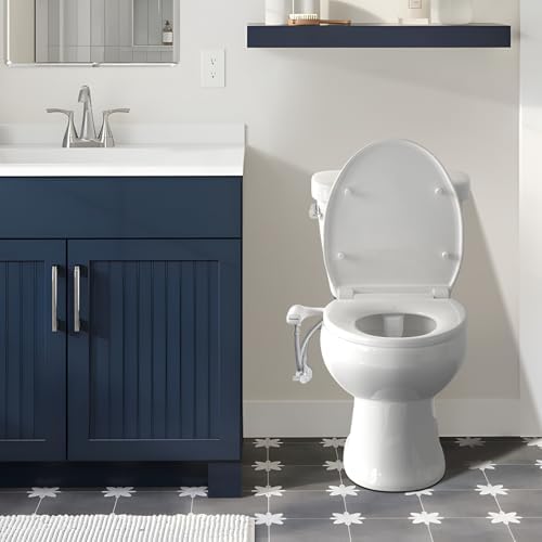 SAMODRA Ultra-Slim Hygienic Bidets Attachment for Existing Toilets - Adjustable Fresh Water Pressure Dual Nozzle (Frontal & Rear Wash) Easy to Install, Black