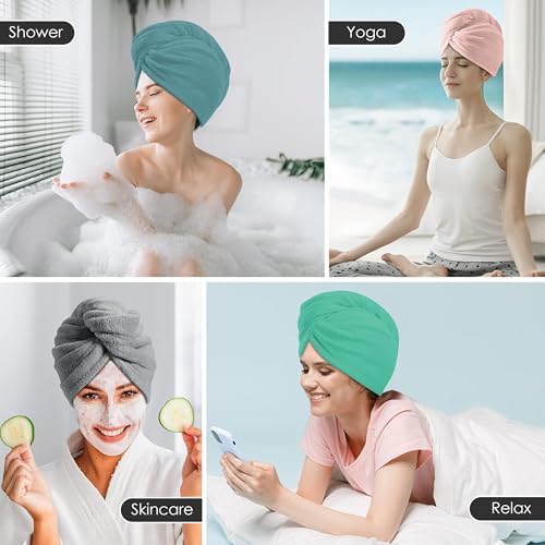 TENSTARS Hair Towel Wrap for All Hair Types, 5 Pack Microfiber Turban