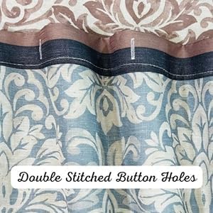 Blue Floral Fabric Shower Curtain Farmhouse Border Design for Bath 72x72 | Luxurious Elegant Country Boho Vintage Flowers with Damask Design , Light Blue Beige White Taupe, Washable & Durable