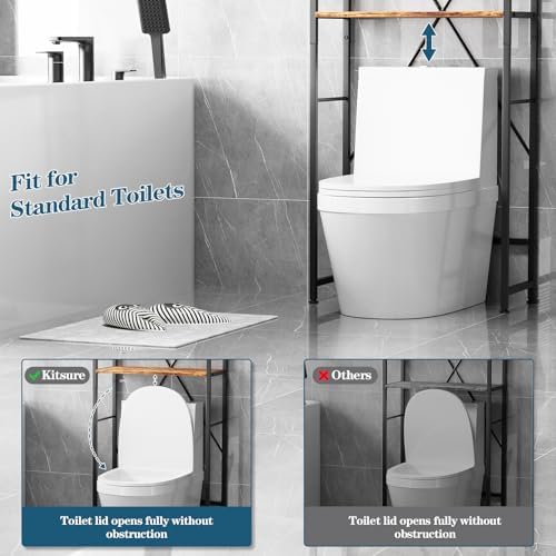 Over The Toilet Storage Cabinet, Freestanding Bathroom Shelf with Hooks