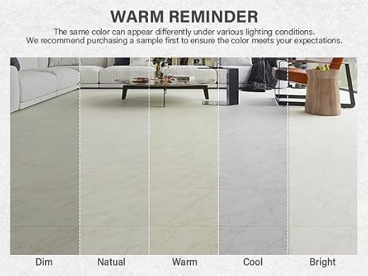 12" x 12" Peel and Stick Floor Tile, 10 Tiles Water-Resistant Vinyl Flooring, Grayish White Marble Peel and Stick Tile for Kitchen, Bedroom, Self Adhesive DIY Floor Tiles