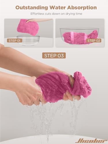 Hicober Microfiber Hair Towel Wrap for Women, Aqua Peach Pink, 3-Pack