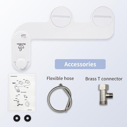 BUMBLISS Self-Cleaning Non-Electric Bidet Attachment for Toilet – Adjustable Water Pressure Control, Manual White Knob, Easy to Install, Eco-Friendly Hygiene Upgrade for Bathroom, Beday Badette