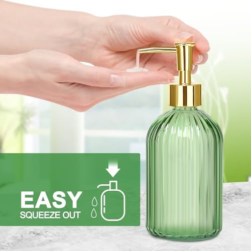 Haturi Glass Bathroom Accessories Set, Green Bathroom Set, 4 Pcs
