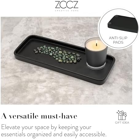 ZCCZ Bathroom Accessory Sets, 4 Pieces Bathroom Accessories Complete Set Vanity Countertop Accessory Set, Includes Lotion Dispenser Soap Pump, Tumbler, Toothbrush Holder and Tray (Matte Black)