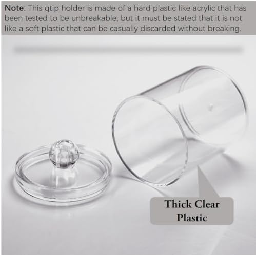 WEISHI 6 Pack Qtip Holder Dispenser -Cotton Ball, Swab, Round Pads, Floss , Small Clear Plastic Apothecary Jar Containers with Lids for Bathroom Storage and Organization, Vanity Organizer