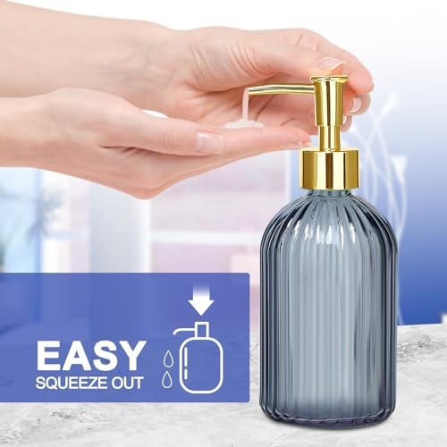 Haturi Glass Bathroom Accessories Set, Blue Bathroom Set, 4 Pcs