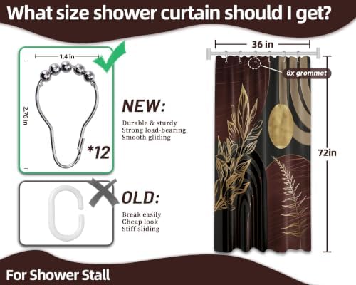 Dark Brown and Gold Stall Shower Curtain, 36X72 in Narrow Small