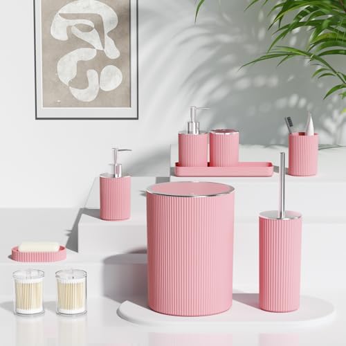 Light Pink Bathroom Accessories Set, 10PC Bathroom Restroom Sets