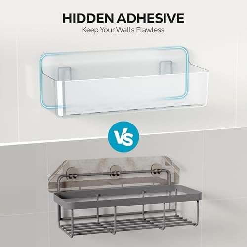 Nieifi Adhesive Shower Shelves, Clear, 5 Pieces
