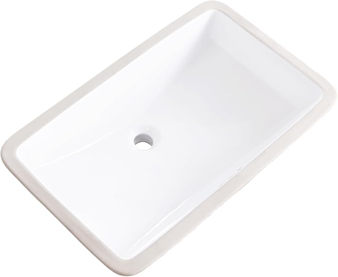 27 Inch Undermount Bathroom Sink White Ceramic Rectangular Under Counter Bathroom Sink for Cabinet Porcelain Vanity Sinks,Overflow Type (27.3"x16.5")