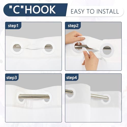 No Hook Shower Curtain with Snap in Liner, 71 x 74 Inch