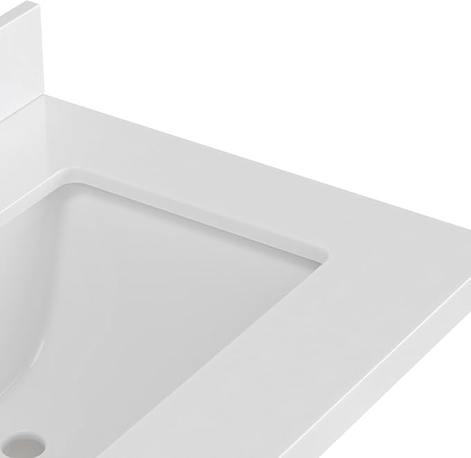 Beckford 66-Inch Brown Oak Double Bathroom Vanity with Sink, 1.5-Inch Edge Pure White Quartz Countertop & 4" Backsplash, Soft-Closing Doors & Drawers, Solid Oak Wood Construction