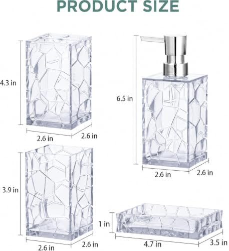 HBlife Bathroom Accessories Set, Acrylic Bathroom Counter Set of 4