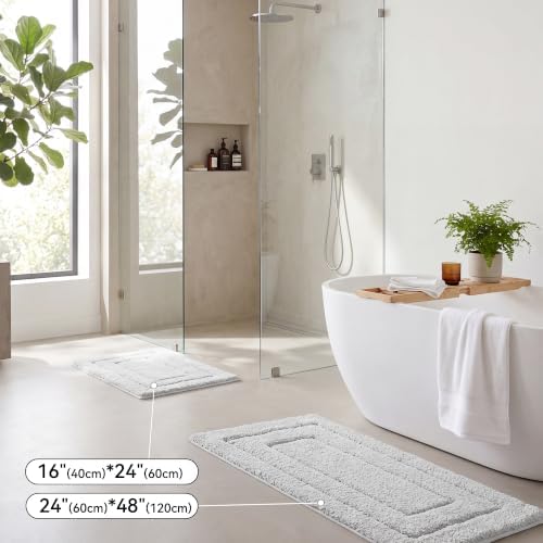 GRANNY SAYS Gray Bathroom Runner Rug 24" x 48", Soft Microfiber Bath Mat