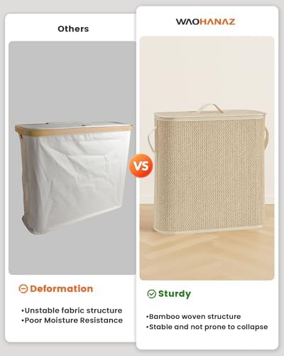 Bamboo Toilet Paper Storage Basket with Lid & Handle - 32L Large Capacity Handwoven Bathroom Organizer for 16 Rolls - Sturdy Stand Holder for Toilet Paper Organization, Light Natural