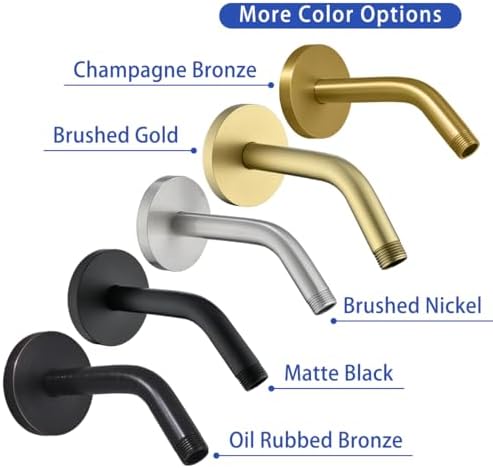 Wall Mounted Shower Arm Extension Head Holder Stainless Stee for Elbow Bathroom Accessories Pipe Bath Tube Champagne Bronze,SW-RD91018-6CB.