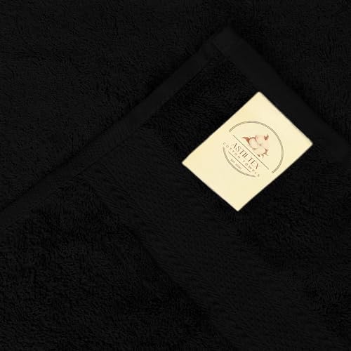 Bath Towels Pack of 6 – 24" x 50" – 100% Cotton Terry, Soft, Quick-Dry & Highly Absorbent – Black Towels for Bathroom, Spa, Gym, Hotel, Pool & Everyday Use