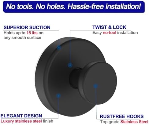 Bntuk Suction Cup Hooks for Shower, Removable Towel Hooks for Bathroom