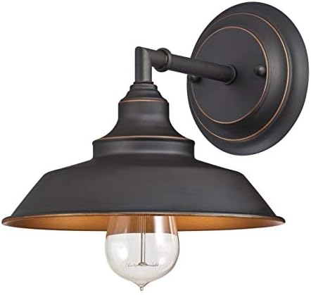 Westinghouse 6344800 One-Light Indoor Finish with Highlights Iron Hill Wall Fixture, 1 Sconce, Oil Rubbed Bronze/Bronze,Black