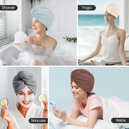 TENSTARS Hair Towel Wrap for All Hair Types, 5 Pack Microfiber Turban
