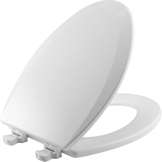 Bemis 1500EC Durable Wood Toilet Seat with Easy Clean Hinges, Made in USA, Elongated, White, 6-Pack