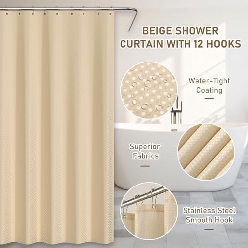 Bathroom Accessory Set - Bathroom Set, 27PC Bathroom Accessories Set, Beige Bathroom Sets with Shower Curtain and Rugs, Mini Trash Can, Toilet Brush, Trash Can & Soap Dispenser