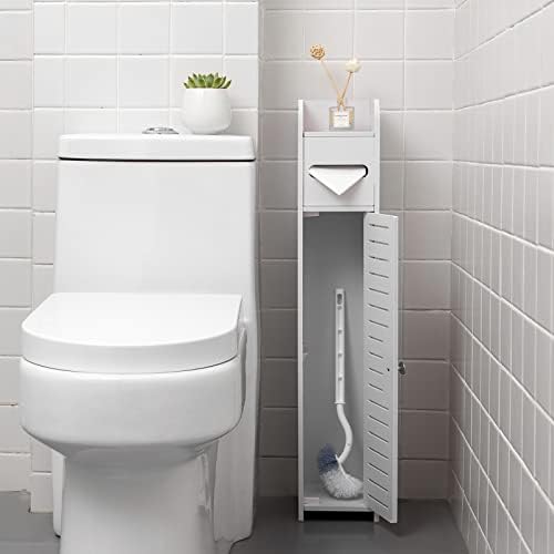 AOJEZOR Small Bathroom Storage Cabinet: No Drill Ultra-Narrow for Renters