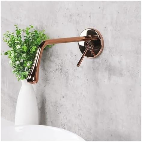 Brushed Gold Wall-Mounted Faucet Hot & Cold Sink Mixer Tap Elegant Rose Gold Bathroom Basin Mixer Drip-Free Design Luxury Kitchen and Bathroom Fixture