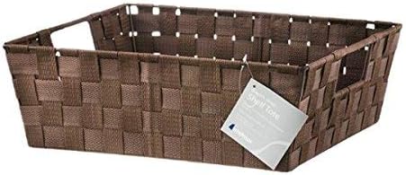 Whitmor Woven Strap Shelf Storage Tote Basket - Java 13 by 15 by 5"