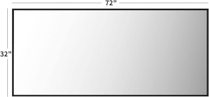 LOAAO 72"X32" Black Rectangle Bathroom Mirror | Matte Black Aluminum Alloy Frame, Tempered Glass, Hangs Vertically or Horizontally, Easy to Install