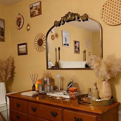 USHOWER Vintage Gold Mirror 30x36 Inch, Antique Baroque Bathroom Mirror