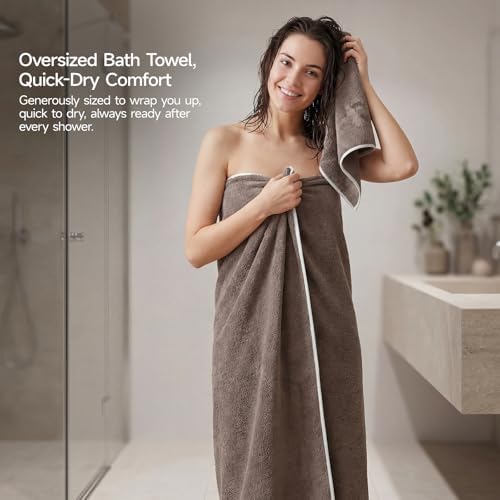 REDKISS Pack of 6 Towel Set - 2 Extra Large Bath, 2 Hand, 2 Washcloths, Ultra Soft & Highly Absorbent, Quicker to Dry, Brown Towels for Bathroom, Spa, Hotel, Gym
