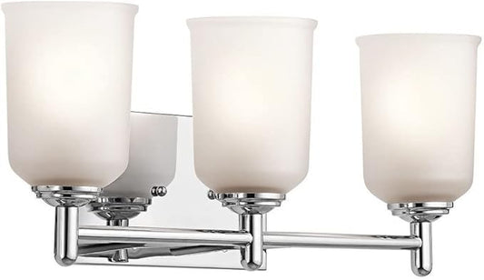 Kichler Shailene 21" 3 Light Vanity Light with Satin Etched Glass in Olde Bronze