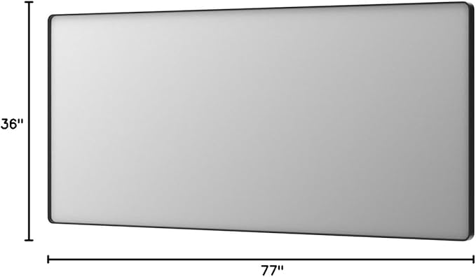 LOAAO 77X36 Inch Black Metal Framed Bathroom Mirror | Matte Black Bathroom Vanity Mirror, Rounded Rectangle, Anti-Rust, Tempered Glass, Hangs Horizontally or Vertically