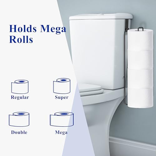 Black Toilet Paper Holder for 4 Rolls Tissue, Over The Tank Toilet Paper Holder, Stainless Steel Rustproof Toilet Paper Storage Wall Mount, for Rv, Bathroom Storage and Organization, 1 PC