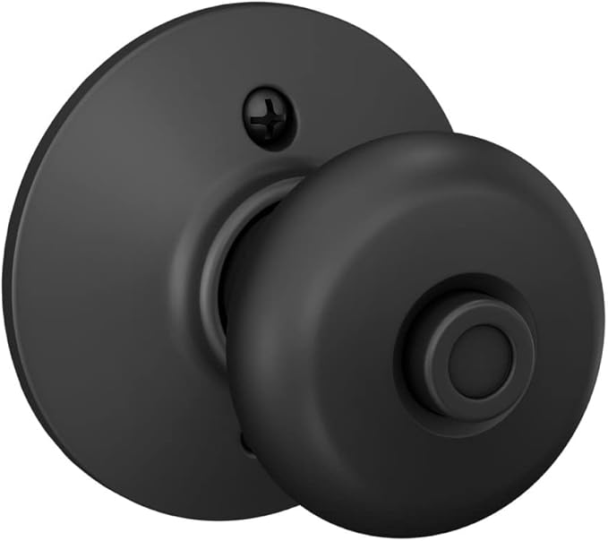 SCHLAGE F40 PLY 622 Plymouth Door Knob, Bed & Bath Privacy Lock, Matte Black (Pack of 4)