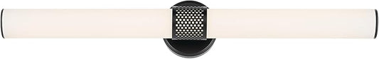 Kichler Sashi 32" LED Large Bath Bar with White Glass in Black, Modern, for Vanity, Fireplace, Buffet, Hallway, Vanity Mirror, (32" W x 5" H) 55193BKLED