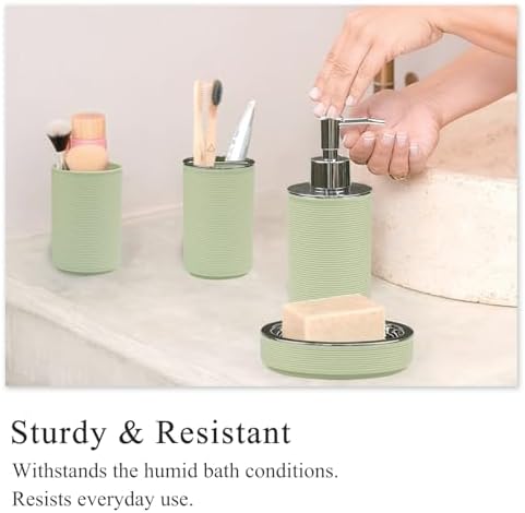 CERBIOR Bathroom Accessories Set 6 Piece Bath Ensemble(Green)