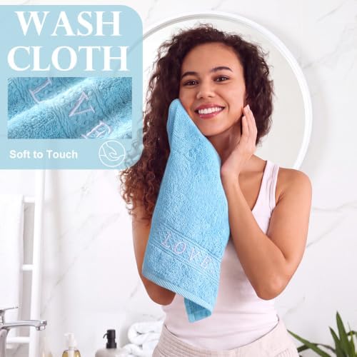 Hahafelt Decorative Bathroom Towel Set, Sky Blue
